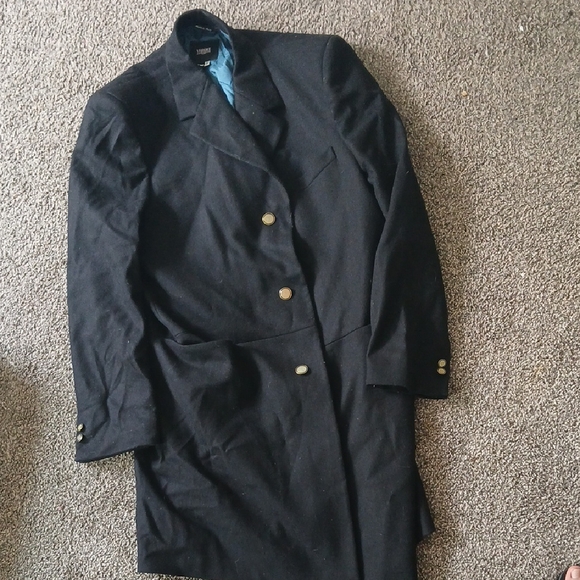 Versace Black Trench Coat with Gold Buttons - Picture 3 of 11